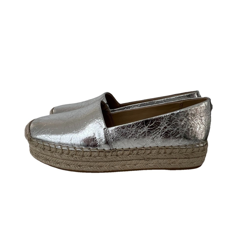 #56 Size 10 Women Michael‎ Kors Lynn Silver Espadrille Flats